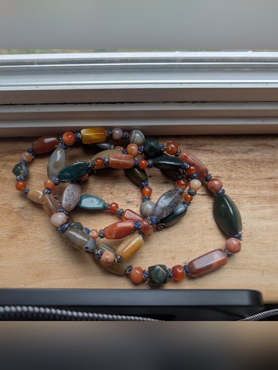 Jewelry - Beggar Beads Opera Necklace 80's 48" Gemstone